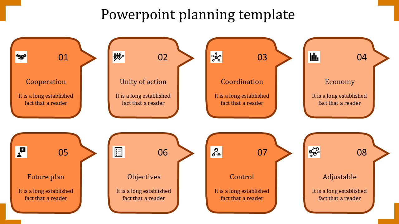Free - Elegant PowerPoint Planning Template In Orange Color Slide
